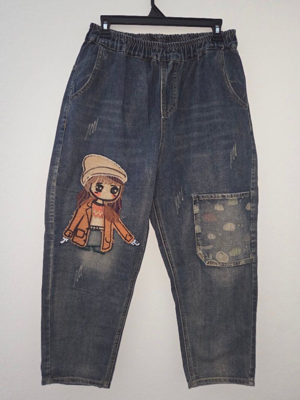 Casual Jeans Denim Loose Pants Elastic Waist with Pockets Size XL (14-16) - Picture 5 of 9
